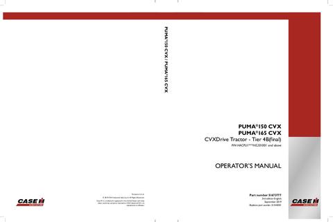 Operator’s Manual-Case IH Tractor PUMA 150,165 CVX 51544001