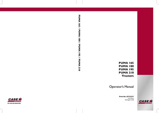 Operator’s Manual-Case IH Tractor PUMA 165, 180, 195, 210 87732577