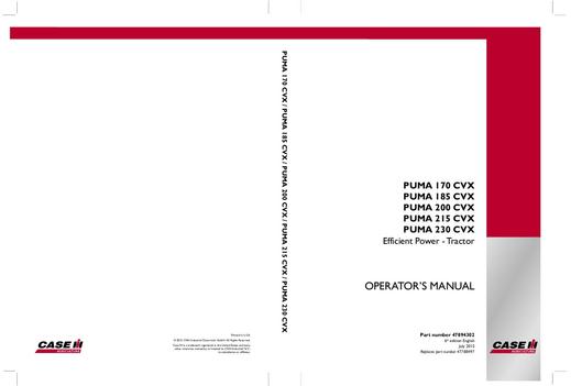 Operator’s Manual-Case IH Tractor PUMA 165,180,195,210 84140686