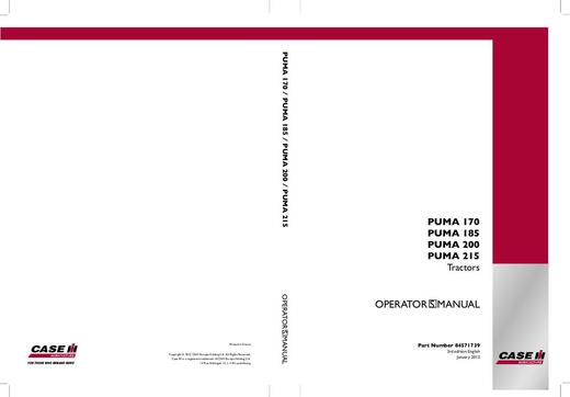 Operator’s Manual-Case IH Tractor PUMA 170,185,200,215 84571739