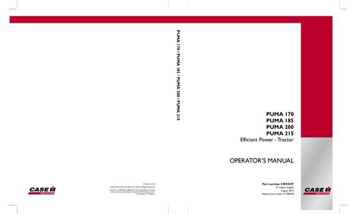 Operator’s Manual-Case IH Tractor PUMA 170,185,200,215 Efficient Power 47894297