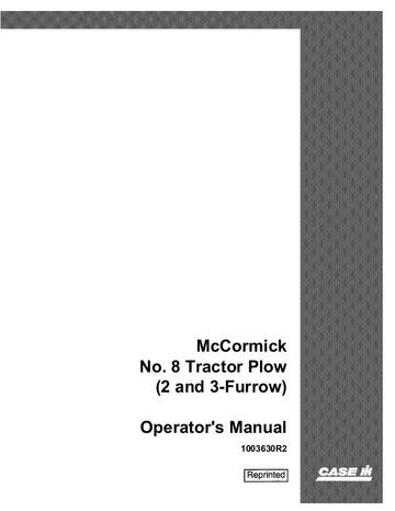 Operator’s Manual-Case IH Tractor Plow (2 and 3-furrow) McCormick No.8 1003630R2