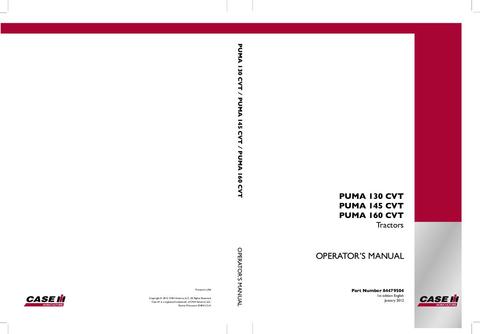 Operator’s Manual-Case IH Tractor Puma 130, Puma 145, Puma 160 CVT 84479504