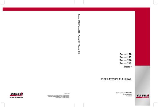 Operator’s Manual-Case IH Tractor Puma 170 185 200 215 47457148