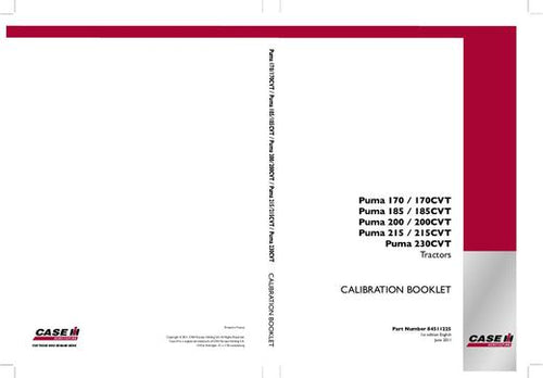 Operator’s Manual-Case IH Tractor Puma 170, 170 CVT, 185, 185 CVT, 200, 200 CVT, 215, 215 CVT, 230 CVT 84511225