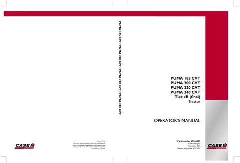 Operator’s Manual-Case IH Tractor Puma 185 CVT, Puma 200 CVT Puma 220 CVT Puma 240 CVT Tier 4B (final) 47960397