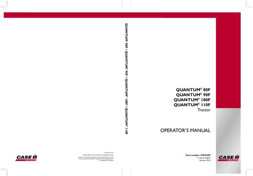 Operator’s Manual-Case IH Tractor QUANTUM 80F 90F 100F 110F 47847699