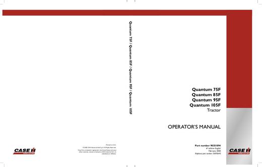 Operator’s Manual-Case IH Tractor Quantum 75F 85F 95F 105F 48077089