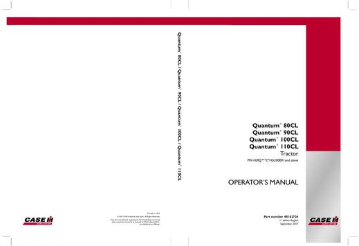 Operator’s Manual-Case IH Tractor Quantum 80CL 90CL 100CL 110CL 48162724