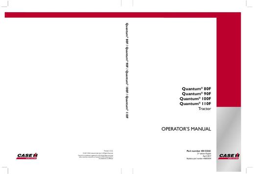 Operator’s Manual-Case IH Tractor Quantum 80F 90F 100F 110F Tractor 48132361