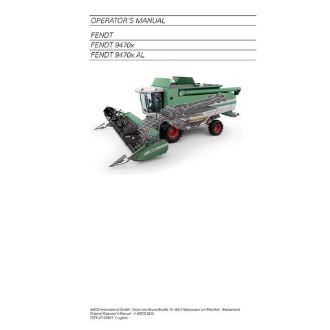 Operator's Manual - Fendt 8370, 8400 Combine Harvester