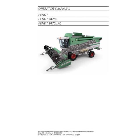 Operator's Manual - Fendt 9470 Combine Harvester