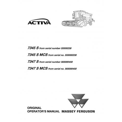 Operator's Manual - Massey Ferguson MF 7345 S, 7347 S Combine Harvester Download