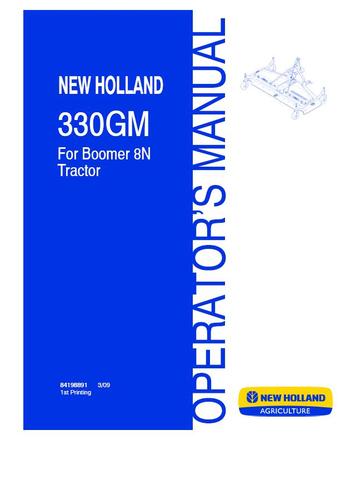 Operator's Manual - New Holland 330GM Finish Mower (For Boomer 8N Tractor) 84198891
