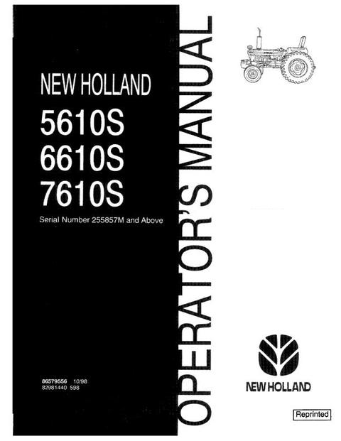 Operator's Manual - New Holland 5610S 6610S 7610S Tractor 86579556