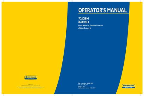 Operator's Manual - New Holland 72CBH 84CBH 48082148