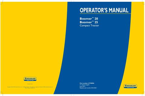 Operator's Manual - New Holland Boomer 20 Boomer 25 Compact Tractor 47708986