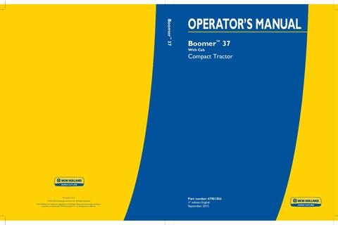 Operator's Manual - New Holland Boomer 37 (With Cab) Compact Tractor 47901826