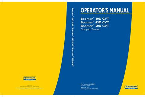 Operator's Manual - New Holland Boomer 40D CVT Boomer 45D CVT Boomer 50D CVT Compact Tractor 48028209