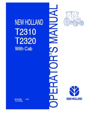 Operator's Manual - New Holland T2310 T2320 (With Cab) Tractor 87721385