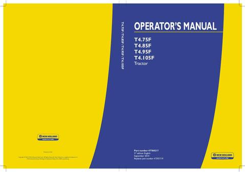 Operator's Manual - New Holland T4.75F T4.85F T4.95F T4.105F Tractor 47768217