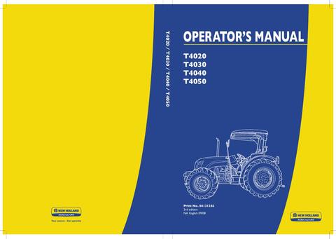 Operator's Manual - New Holland T4020 T4030 T4040 T4050 Standard Tractor 84131283