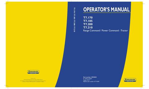 Operator's Manual - New Holland T7.170 T7.185 T7.200 T7.210 Range Command Power Command Tractor 47893055