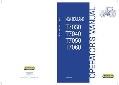 Operator's Manual - New Holland T7030 T7040 T7050 T7060 Tractor 87732584