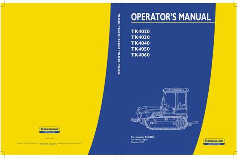 Operator's Manual - New Holland TK4020 TK4030 TK4040 TK4050 TK4060 Tractor 84382203