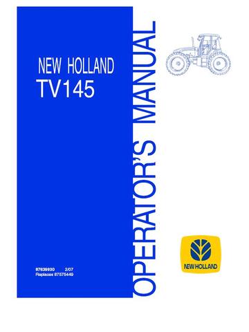 Operator's Manual - New Holland TV145 Tractor 87639930