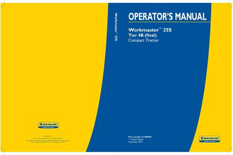 Operator's Manual - New Holland Workmaster 25S Tier 4B (final) Compact Tractor 51409930