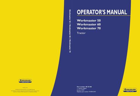 Operator's Manual - New Holland Workmaster 50 Workmaster 60 Workmaster 70 Tractor 48135188