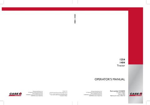Operator’s ManualCase IH Tractor 1254 1404 51426552