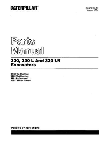 PARTS CATALOG MANUAL - CATERPILLAR 330 L EXCAVATOR 2EL1-UP DOWNLOAD