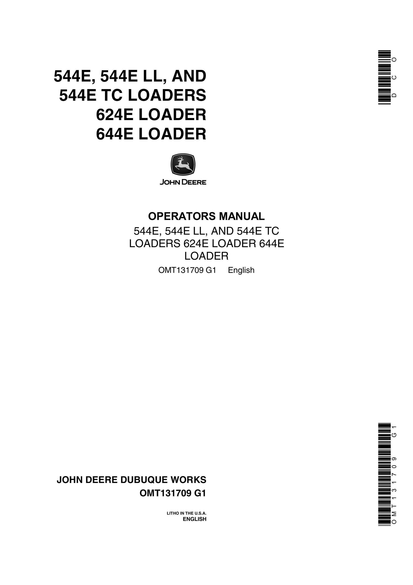 PDF John Deere Loader 624E Operator Manual OMT131709