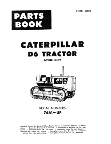 Parts Catalog Manual - 1976 Caterpillar D6 Tractor Power Shift SN: 76A1-UP Download