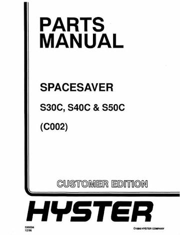 Parts List Manual - Hyster S30C, S40C, S50C Dieasel and LPG Forklift Truck C002 Series 