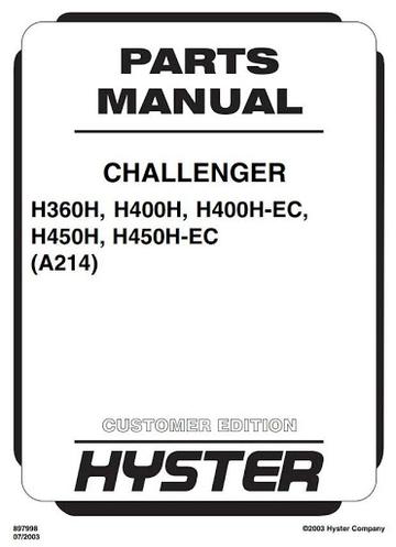 Parts Manual - Hyster H360H, H400H, H450H, H400-EC, H450H-EC USA Lift Truck A214 Series 