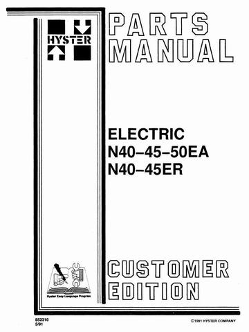 Parts Manual - Hyster N40EA, N45EA, N50EA, N40ER, N45ER Electric Reach Truck C138 Series 
