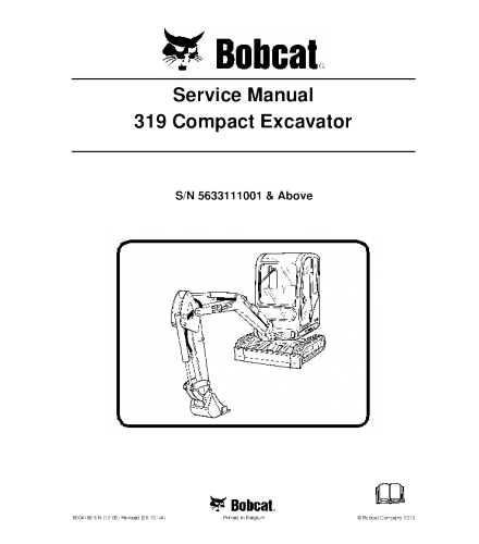 SERVICE MANUAL - BOBCAT 319 COMPACT EXCAVATOR