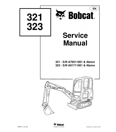 SERVICE MANUAL - BOBCAT 321, 323 COMPACT EXCAVATOR DOWNLOAD