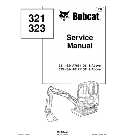 SERVICE MANUAL - BOBCAT 321, 323 COMPACT EXCAVATOR DOWNLOAD