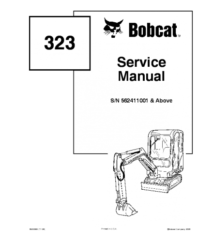 SERVICE MANUAL - BOBCAT 323 COMPACT EXCAVATOR DOWNLOAD