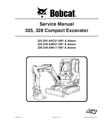 SERVICE MANUAL - BOBCAT 325, 328 COMPACT EXCAVATOR DOWNLOAD