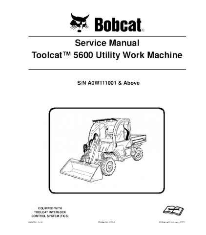 SERVICE MANUAL - BOBCAT 5600 TOOLCAT UTILITY VEHICLE DOWNLOAD