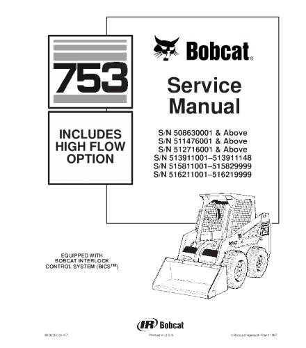 SERVICE MANUAL - BOBCAT 753 SKID STEER LOADER DOWNLOAD