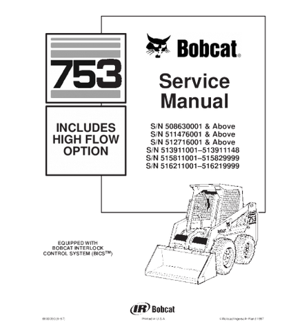 SERVICE MANUAL - BOBCAT 753 SKID STEER LOADER DOWNLOAD