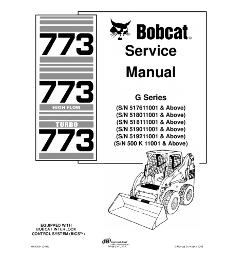 SERVICE MANUAL - BOBCAT 773 SKID STEER LOADER 