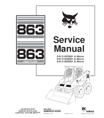 Download Bobcat 863 Skid Steer Loader Service Repair Manual