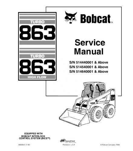 SERVICE MANUAL - BOBCAT 863 SKID STEER LOADER DOWNLOAD 